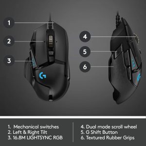 Logitech g502 hero high performance wired gaming mouse
